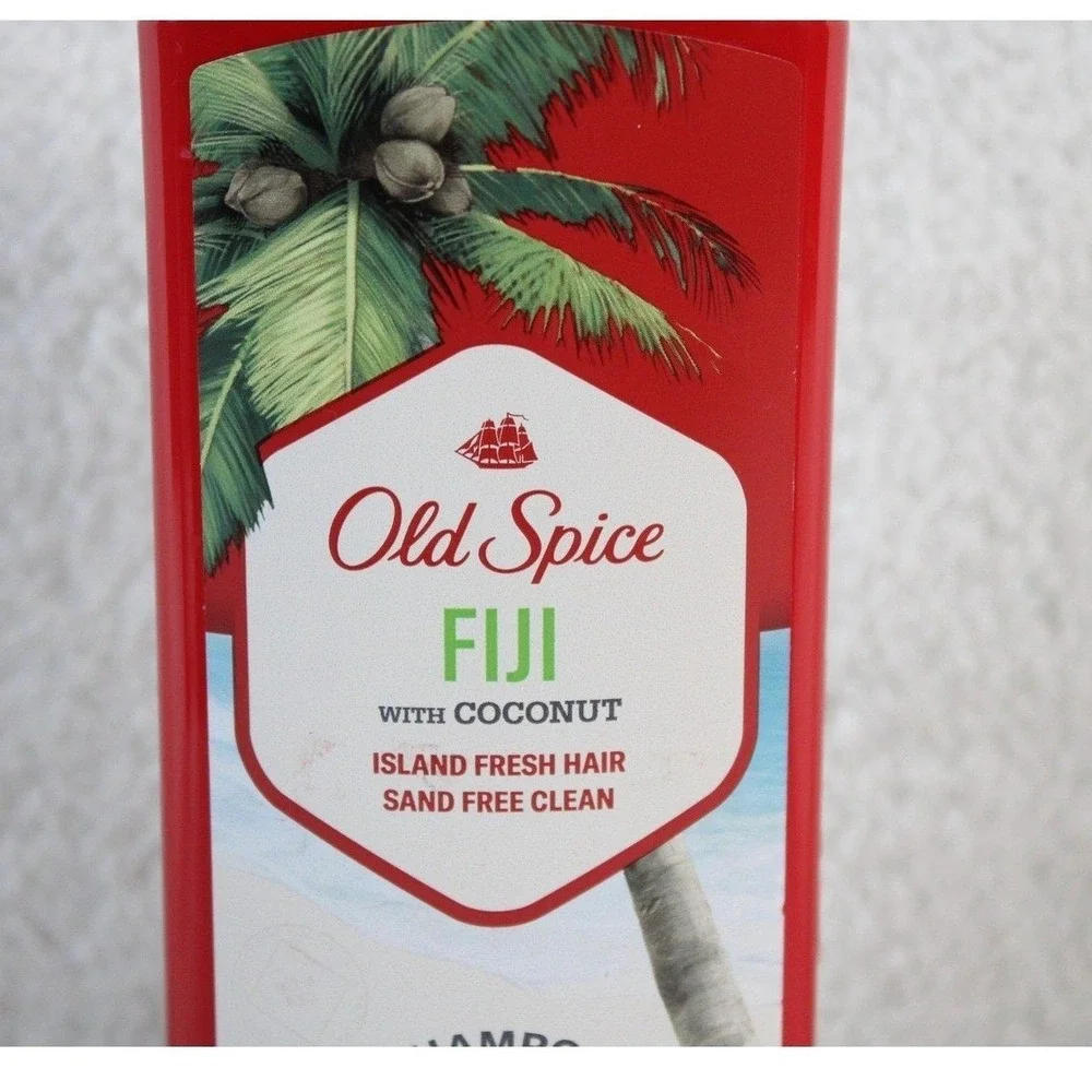 Old Spice Shampoo Lot 4 Fiji Coconut 2-in-1 & Volcano Charcoal 13.5oz Bottles